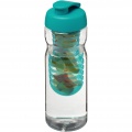 H2O Active® Base 650 ml Sportflasche mit Klappdeckel und Infusor, Transparent / Aquablau