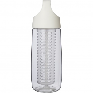 Logotrade werbemittel das Foto: HydroFruit 700 ml Sportflasche aus recyceltem Kunststoff mit Klappdeckel und Trinkhalm