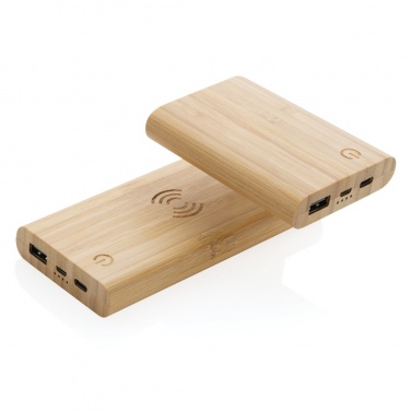 Logotrade Werbegeschenke das Foto: 8.000mAh Bambus-Wireless-Powerbank