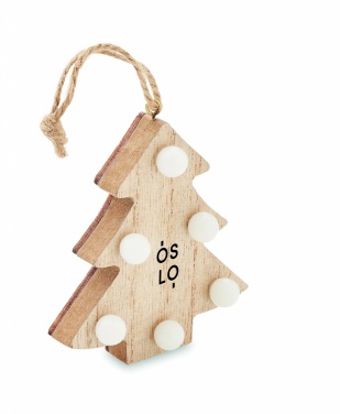 Logotrade Werbeartikel das Foto: Anhänger aus Holz mit LED