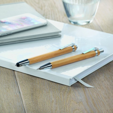 Logotrade Werbeartikel das Foto: Set aus Bambus-Stift und -Bleistift