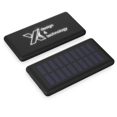 Logotrade Werbegeschenke das Foto: SCX.design P30 8000 mAh Solar Powerbank mit Leuchtlogo