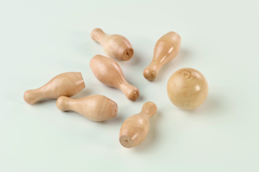 Logotrade Werbeartikel das Foto: Mini-Bowling-Set Kiefernholz