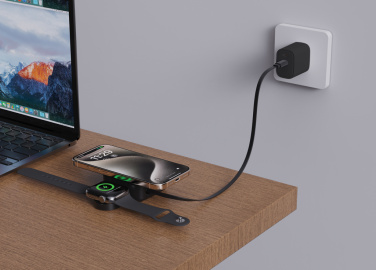 Logotrade Firmengeschenke das Foto: Urban Vitamin Goleta 2-in-1 15W Magnetic Wireless Charger