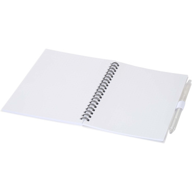 Logotrade werbemittel das Foto: Niove Softcover Notizbuch aus recyceltem Kunststoff mit Kugelschreiber (blaue Mine)