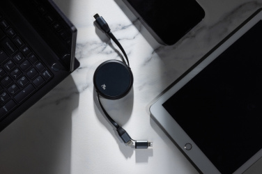 Logotrade Werbeartikel das Foto: Terra ausziehbares 240W 2-in-1 Kabel aus RCS rec. Aluminium