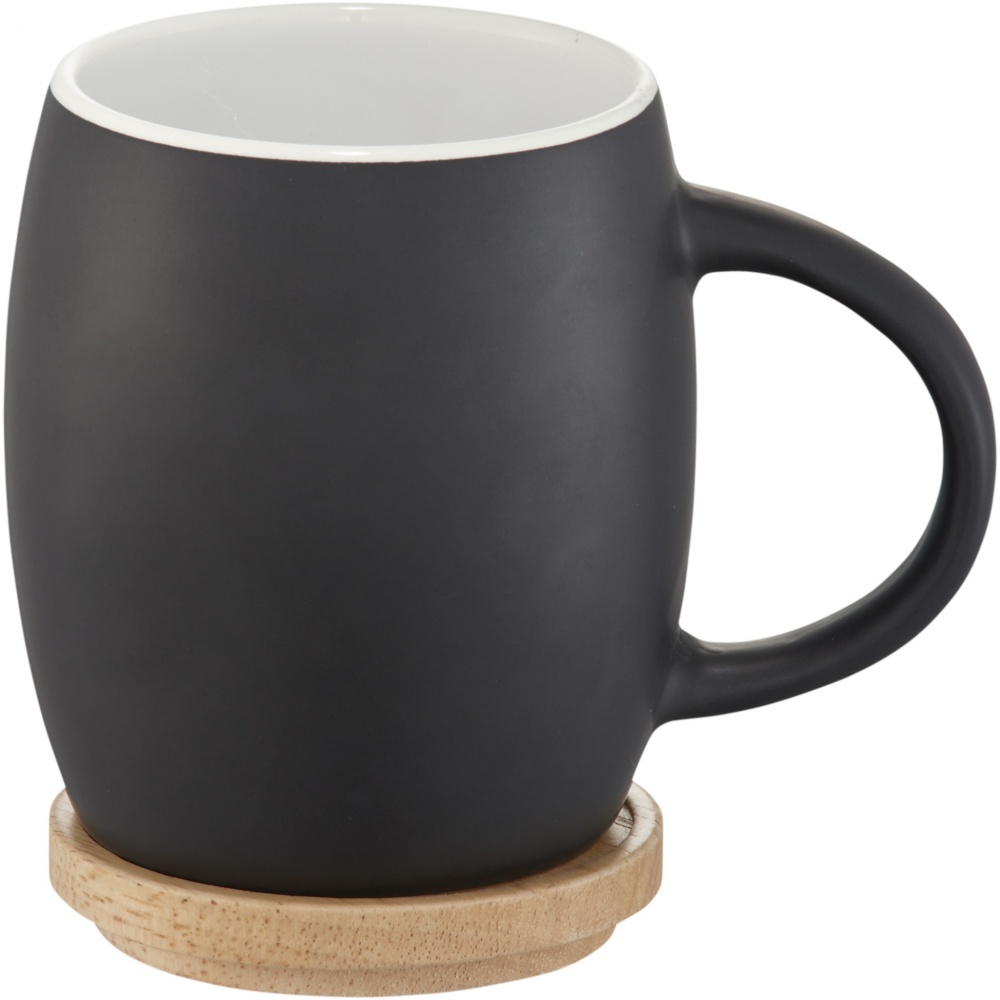 Logo trade promotional gifts picture of: Hearth 400 ml ceramic mug with wooden coaster