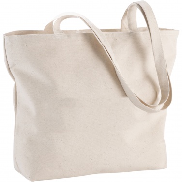 Logo trade business gift photo of: Ningbo 320 g/m² zippered cotton tote bag 15L