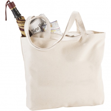 Logotrade corporate gift image of: Ningbo 320 g/m² zippered cotton tote bag 15L