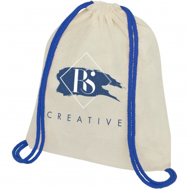 Logotrade business gifts photo of: Oregon 100 g/m² cotton drawstring bag with coloured cords 5L