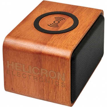 Logotrade promotional gift picture of: Wooden 3W speaker with wireless charging pad