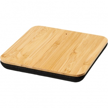 Logo trade promotional gifts image of: Leaf 5W bamboo and fabric wireless charging pad