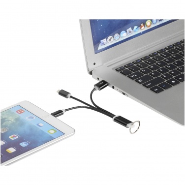 Logo trade promotional products image of: Metal 3-in-1 charging cable with keychain