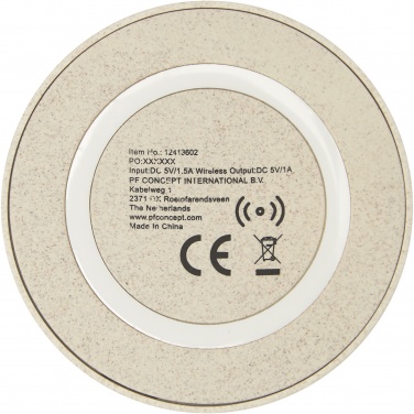Logo trade business gifts image of: Naka 5W wheat straw wireless charging pad