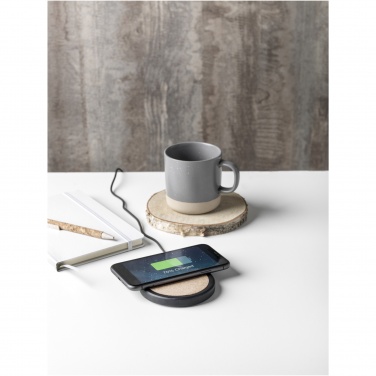 Logo trade promotional giveaways image of: Kivi 10W limestone/cork wireless charging pad