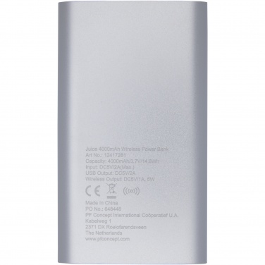 Logo trade promotional gifts image of: Juice 4000mAh wireless power bank 