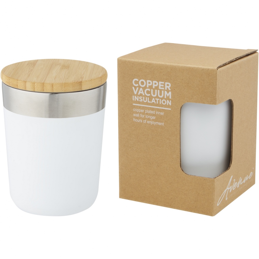 Logo trade business gifts image of: Lagan 300 ml stainless steel tumbler with bamboo lid