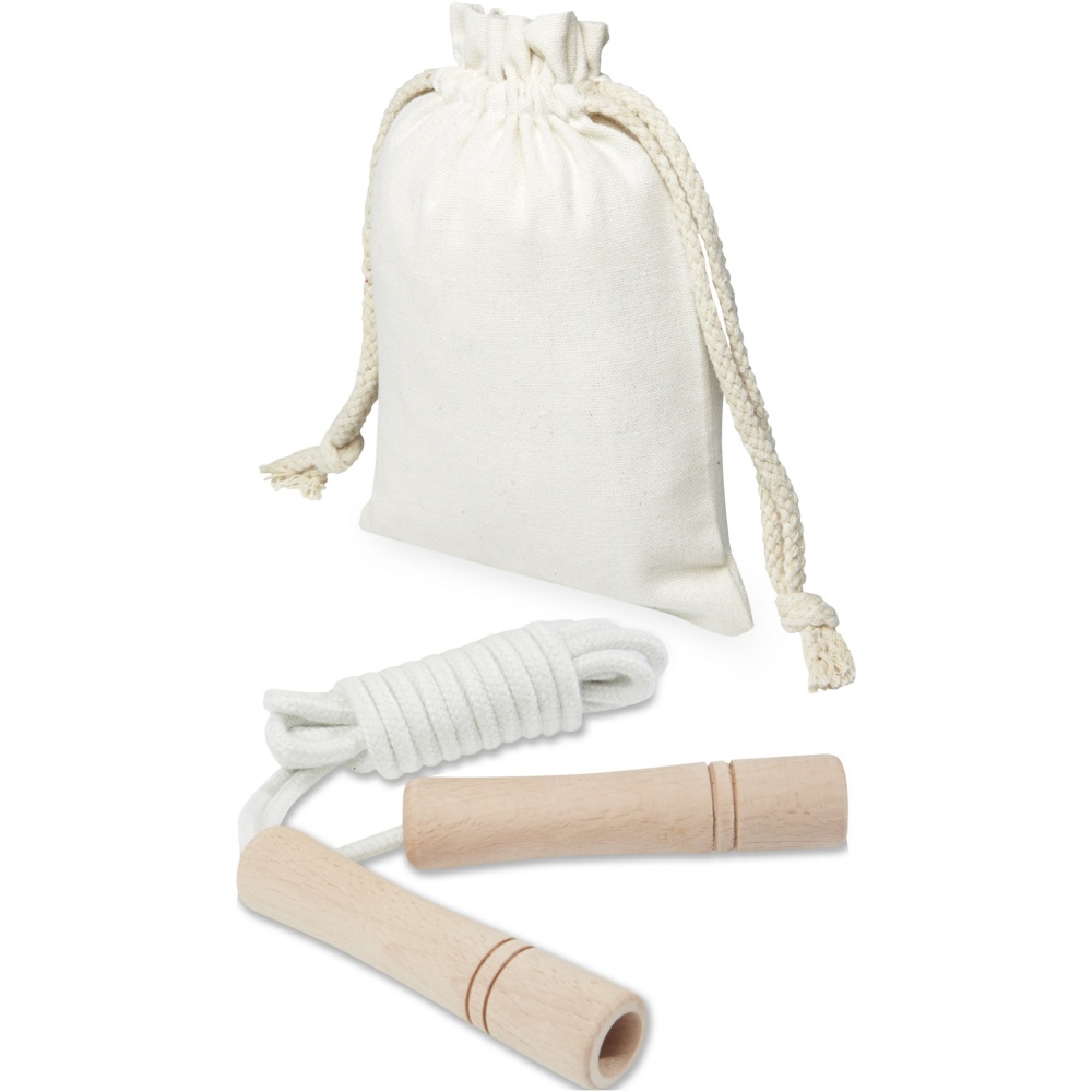 Logo trade corporate gift photo of: Denise wooden skipping rope in cotton pouch