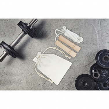 Logo trade promotional merchandise photo of: Denise wooden skipping rope in cotton pouch
