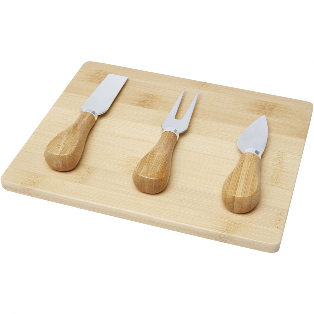 Logo trade promotional products image of: Ement bamboo cheese board and tools
