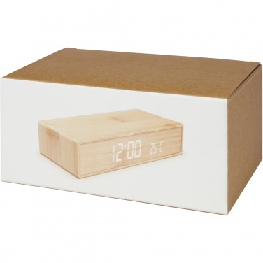 Logotrade promotional item image of: Minata bamboo wireless charger with clock