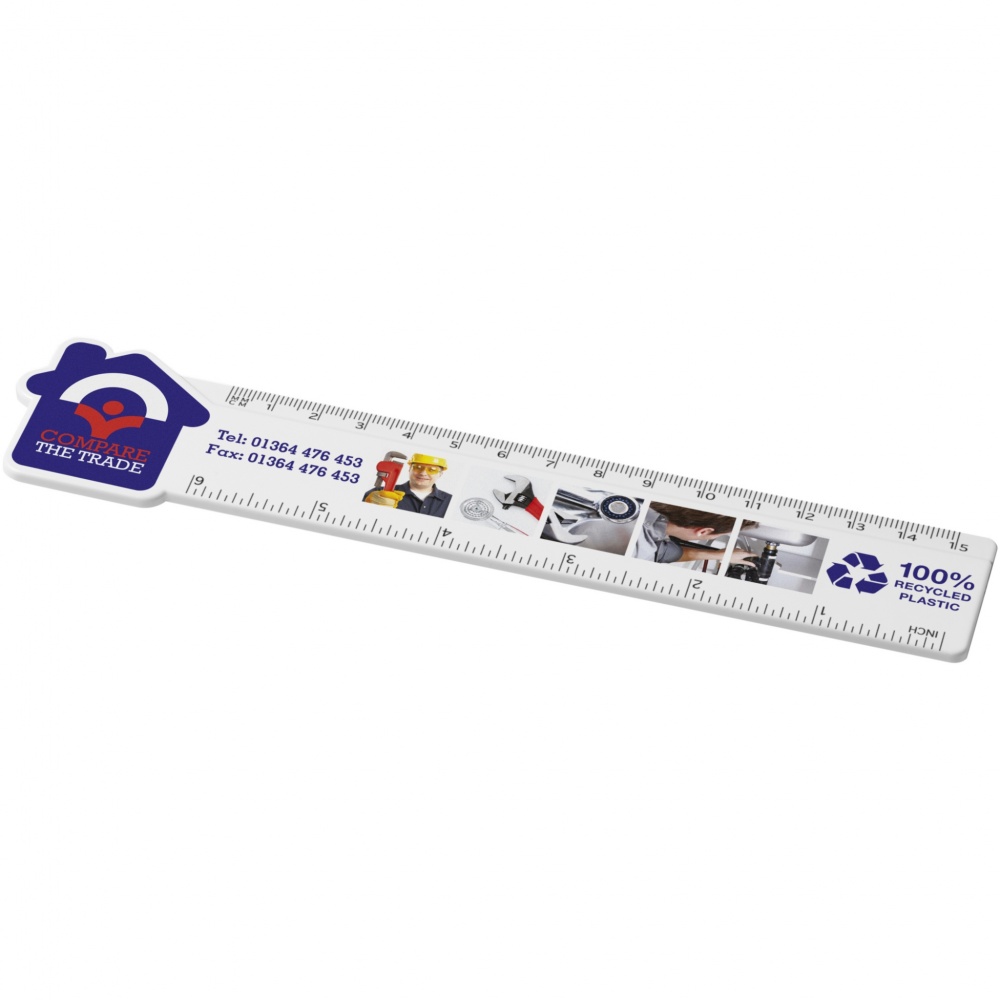 Logo trade promotional gifts picture of: Tait 15 cm house-shaped recycled plastic ruler