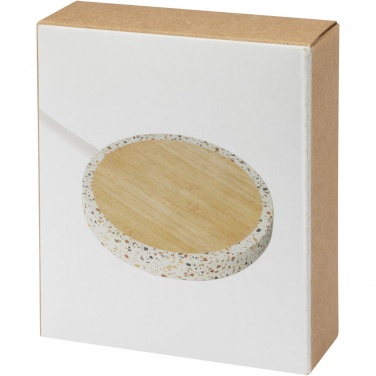Logo trade corporate gifts image of: Terrazzo 10W wireless bamboo charging pad