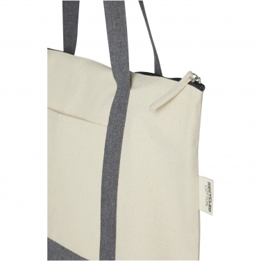Logo trade promotional merchandise photo of: Repose 320 g/m² recycled cotton zippered tote bag 10L