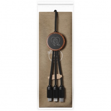 Logo trade promotional item photo of: SCX.design C36 3-in-1 rPET light-up logo extended charging cable with round bamboo casing