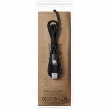 Logo trade promotional items picture of: SCX.design C38 5-in-1 rPET light-up logo charging cable with squared wooden casing