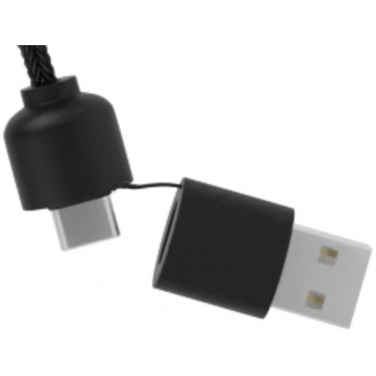 Logo trade promotional products picture of: SCX.design C37 5-in-1 rPET light-up logo charging cable with round wooden casing