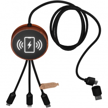 Logo trade promotional products image of: SCX.design C40 5-in-1 rPET light-up logo charging cable and 10W charging pad
