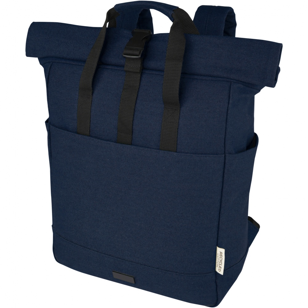 Logotrade promotional merchandise picture of: Joey 15” GRS recycled canvas rolltop laptop backpack 15L