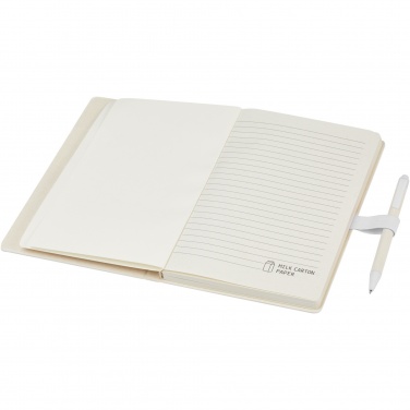 Logotrade promotional item image of: Dairy Dream A5 size reference recycled milk cartons notebook and ballpoint pen set