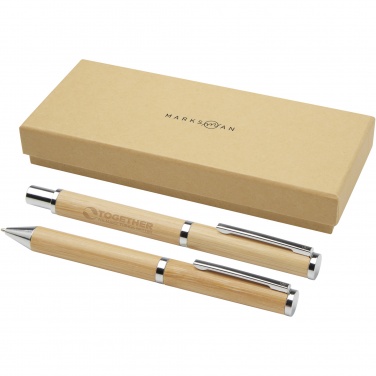 Logotrade promotional giveaway picture of: Apolys bamboo ballpoint and rollerball pen gift set 