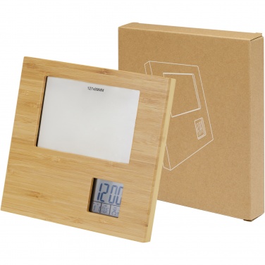 Logo trade promotional gift photo of: Sasa bamboo photo frame with thermometer
