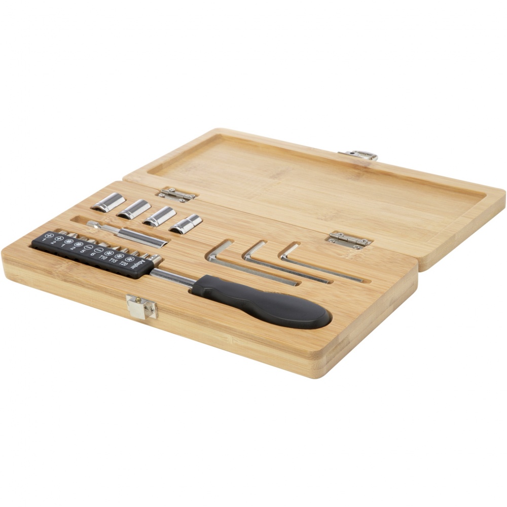 Logo trade promotional giveaway photo of: Rivet 19-piece bamboo/recycled plastic tool set