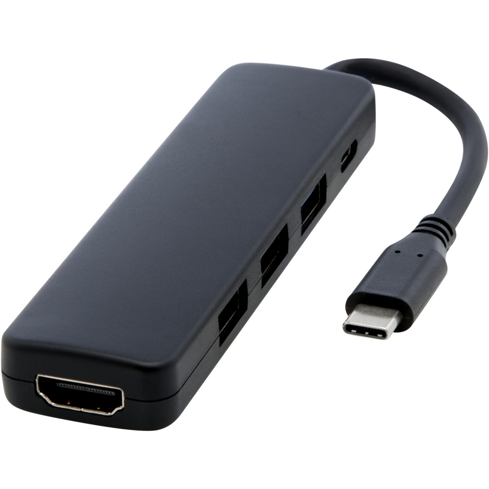 Logo trade promotional gift photo of: Loop RCS recycled plastic multimedia adapter USB 2.0-3.0 with HDMI port