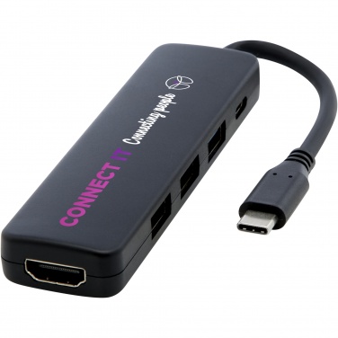 Logo trade promotional giveaways picture of: Loop RCS recycled plastic multimedia adapter USB 2.0-3.0 with HDMI port