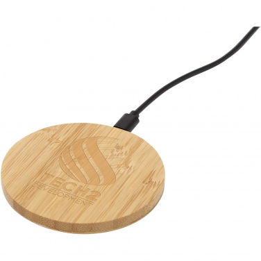 Logo trade promotional merchandise picture of: Essence 15W bamboo wireless charging pad