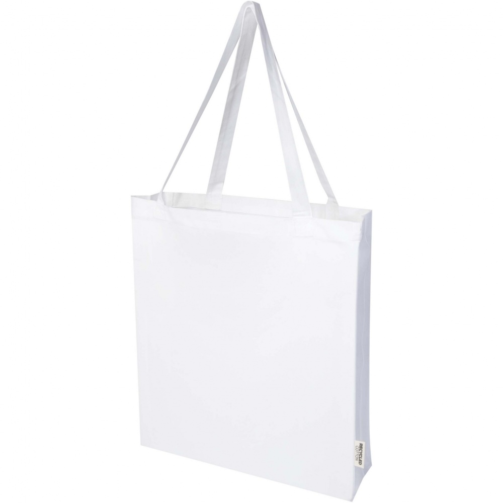 Logo trade business gifts image of: Madras 140 g/m² GRS recycled cotton gusset tote bag