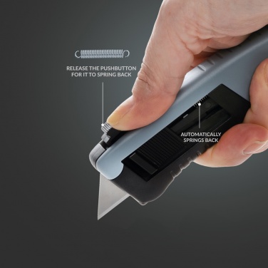 Logo trade promotional merchandise photo of: RCS certified recycled plastic Auto retract safety knife