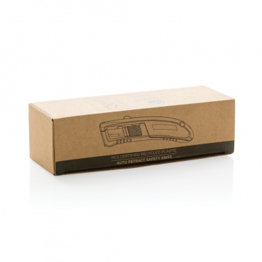 Logo trade promotional giveaway photo of: RCS certified recycled plastic Auto retract safety knife