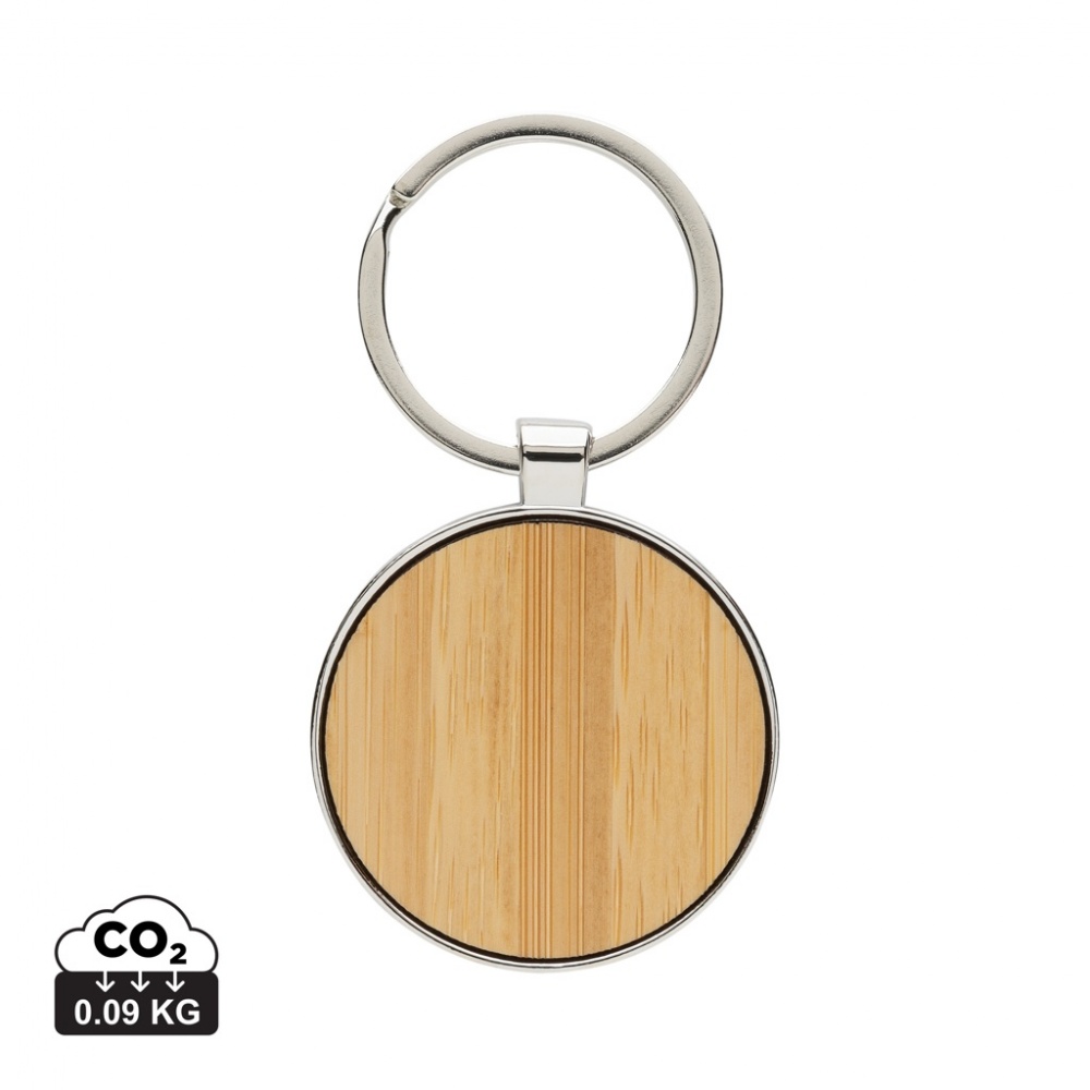 Logotrade corporate gift image of: RCS recycled zinc alloy round keychain with bamboo