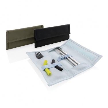Logo trade promotional items picture of: Tierra 2pcs straw and cutlery set in pouch