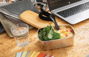 Logo trade promotional items picture of: Stainless steel lunchbox with bamboo lid and spork