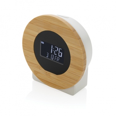 Logo trade corporate gifts picture of: Utah RCS rplastic and bamboo LCD desk clock