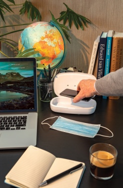 Logo trade promotional items image of: UV-C steriliser box with 5W wireless charger