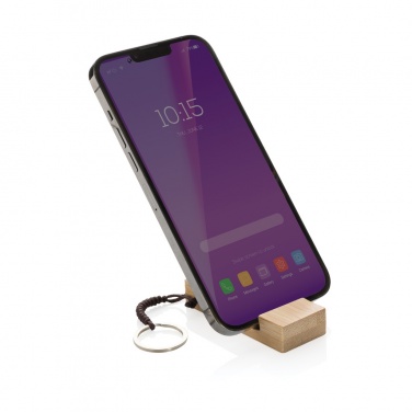 Logo trade business gift photo of: Standkey bamboo keychain phone stand