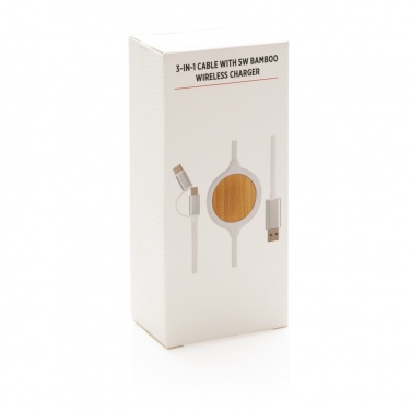 Logo trade promotional giveaway photo of: 3-in-1 cable with 5W bamboo wireless charger